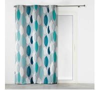 COTON D'INTERIEUR 1606475 LEAFY Rideau à œillets Coton Bleu 140 x 240 cm