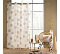 Rideau à œillets 140 x 240 cm en polycoton imprimé métallisé - Modèle Lotus Ocre