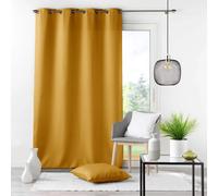 Rideau grande hauteur 140 x 280 cm Essentiel - Polyester uni ocre à œillets