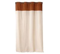 Rideau à œillets HOWEY - Polycoton et top bouclette unie - 140 x 240 cm - Ecru et camel