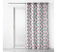 Douceur d'Intérieur, Rideau à Oeillets (140 x 260 cm) Palpito Rose, Polyester Imprimé