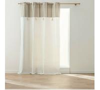 Rideau à œillets SOLANDO 140 x 240 cm - Coton/Polyester naturel écru avec pompons