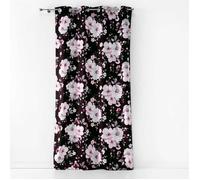 Douceur d'Intérieur – Rideau à œillets Velvet Flower – Velours imprimé – 140 x 240 cm – Noir