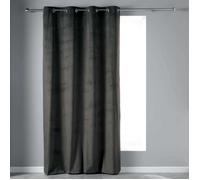 Douceur d'Intérieur, Rideau à Oeillets (140 x 240 cm) Velvetine Anthracite, Velours Uni