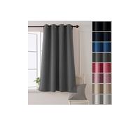 Rideau à Oeillet Rideau Isolant Thermique Rideau Occultant pour Chambre Salon 132x160cm Rideau Fenetre Gris Clair
