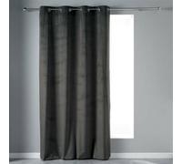 Douceur d'Intérieur, Rideau à Oeillets (140 x 240 cm) Velvetine Anthracite, Velours Uni