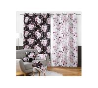 Douceur d'Intérieur, Rideau à Oeillets (140 x 240 cm) Velvet Flower Blanc, Velours Imprimé
