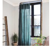 Rideau ajustable + 8 anneaux pince - Gaze de coton - 140 x 300 cm - Bleu canard - Gaïa