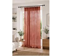 Rideau Ajustable Double Gaze de Coton 140 x 300 cm avec 8 Anneaux Pince GAÏA Terracotta - Hauteur Modulable