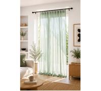 Rideau Ajustable Double Gaze de Coton 140 x 300 cm avec 8 Anneaux Pince GAÏA Vert d'eau - Hauteur Modulable