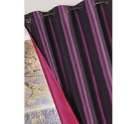 Rideau Ameublement Réversible Prune - HOME MAISON - 140 x 260cm - Violet - Uni - Intérieur - Œillets