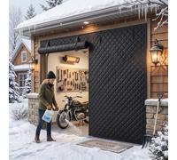Rideau Anti Froid Porte de Garage, Couverture Isolation Magnétique Hiver | 100% Imperméable Sans Couture, Barrière Phonique en cm, Idéal pour Protéger votre Atelier Brico(Black - Solid Panel)