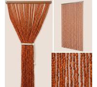 Rideau Anti-insectes Écologique, Rideau Bambou Extérieur Intérieur Deco Occultant Wood Bead Curtain Pour Entrée Chambre Salon Pièce Café Restaurant, Facile À Installer(Teak,100x220cm)