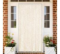 vidaXL Rideau anti-mouches beige et blanc 100x220 cm chenille