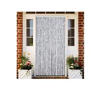 vidaXL Rideau anti-mouches blanc et gris 100x200 cm chenille