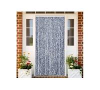 vidaXL Rideau anti-mouches bleu et blanc 100x230 cm chenille