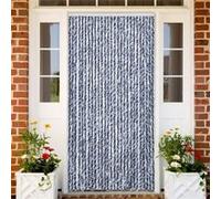 vidaXL Rideau anti-mouches bleu et blanc 100x230 cm chenille