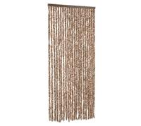 Rideau anti-mouches chenille 90 x 200 cm beige marron foncé avec crochet silencieux amovible et lavable pour porte, balcon, caravane, moustiquaire, sans perçage