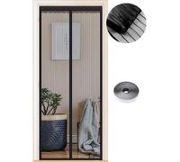 Rideau anti-mouches magnétique 54 - 120 x 230 cm - Moustiquaire pour balcon, cave, terrasse - Fermeture automatique - Pas de perçage - Rideau à rayures noires, rideau anti-mouches