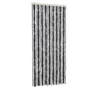 vidaXL Rideau Anti-mouches, Store Anti-insectes avec Crochet, Rideau de Porte Longueur et Largeur Réglables, Gris et Noir 56x185 cm Chenille