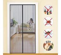 Rideau anti-moustiques magnétique Ibenzoa® de 90 x 220 cm – Moustiquaire en Dacron, avec 12 bandes magnétiques et 14 aimants puissants, fixation par adhésif, sans perçage