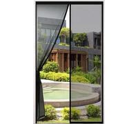Rideau anti-moustiques Unyqoos® avec fermeture magnétique pour portes – 90 x 240 cm, noir, fixation par velcro, filet en polyester lavable, idéal pour les portes de balcon, de terrasse et de cave
