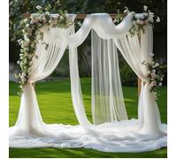 Rideau Arche Mariage en Tulle Transparent Totale 75x600cm Mariage Arche Tenture Rideau de 75L X 600H cm (1 Panneaux)Blanc BL VOILE