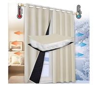 Rideau avec Doublure Occultant Rideau Thermique à économie d'énergie,Rideaux épais pour l'hiver,Protection privée,Rideaux intérieurs et Extérieurs Imperméables, L152×H213cm,1 PCS