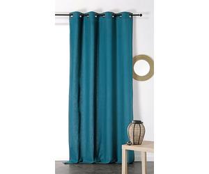 Rideau avec oeillets - Tamisant - Coton/Lin - Bleu parfait - 135x260cm