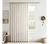 Rideau - Bande plissée - Lin - Ivoire - Simple - Chambre à coucher - Transparent - 245 cm de hauteur, 200 cm de largeur - Ensemble de 1 pièce
