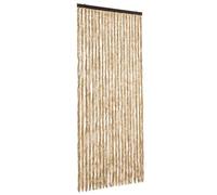 Rideau beige chenille 90 x 220 cm avec crochets, moustiquaire pour porte, fenêtre, porte de balcon, amovible, lavable, silencieux, sans perçage, idéal pour caravane, chambre à coucher, cuisine