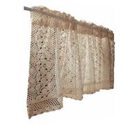 Rideau Brise-bise Vintage en Dentelle Transparente, Style Maison de Campagne Rideau Court Voilage Broderie Crochet Décoration de Ca