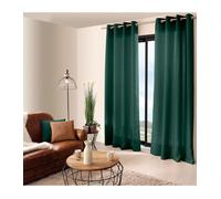Rideau - CHABY - 140x240 cm - 100% polyester - Vert foncé - Œillets ronds