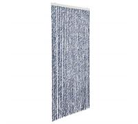 Rideau chenille bleu, blanc, argent, 100 x 220 cm, moustiquaire flexible avec crochet amovible et lavable, pour porte, fenêtre, porte de balcon, caravane, chambre à coucher