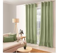 Rideau coloré en pur coton 8 œillets Vert Olive 135x240 cm