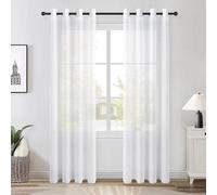 Rideau court blanc imitation linoléum 140 x 175 cm - Rideau court à œillets - Décoration d'intérieur pour chambre d'enfant - Semi-transparent - Petites fenêtres - Cuisine