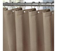 Rideau de baignoire tissu gaufré avec crochets métalliques 182x182 cm Kaki 1 pack