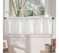 Rideau de cuisine transparent, translucide, style bistrot, rideau de salon moderne, rideau de cuisine, rideau en filet, rideau en voile, rideau de cuisine court, style cottage, 1 pièce, L 130 x H 40 c