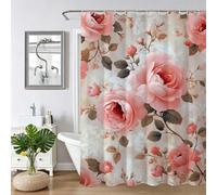 Rideau de Douche 120x200cm, rose, Rideau de Baignoire en Tissu Imperméable Lavable en Machine avec Ourlet Lesté, avec 12 Crochets pour Salle de Bain Domicile Baignoire, Famille Hôtel, pivoine Z-376