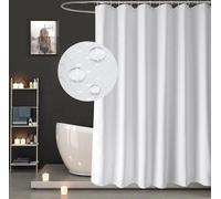 Rideau de douche 180 x 200 cm, motif gaufré, hydrofuge, lavable, anti-moisissure, polyester, textile, 12 anneaux pour rideau de douche