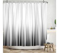 Rideau de douche 180 x 200 cm, style moderne, motif simple noir et blanc, imperméable, en polyester, lavable