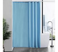 Rideau de douche 180 x 210cm imperméable anti-moisissure bleu clair polyester 12 anneaux de suspension