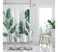 Rideau de douche 180x200 Anti-moisissure Imperméable Feuilles vertes Polyester