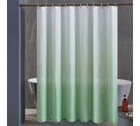 Rideau de douche 180x200 Anti-moisissure Imperméable Lavable Rideau de bain pour baignoire et douche Blanc Vert avec 12 anneaux de rideau de douche
