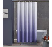 Rideau de douche 180x200 textile étanche anti-moisissure lavable en blanc-violet avec 12 crochets de douche