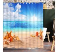 Rideau de douche 180x200cm Sea Blue, Anti-moisissure Hydrofuge Textile