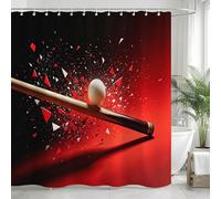 Rideau de Douche 200x200 Base-Ball, Tissu Polyester Imperméable, Lavable en Machine et Séchage Rapide, Motif Fond Rouge avec 12 Crochets d-1933