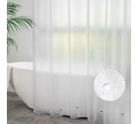 Rideau de douche 200x200 Transparent Blanc avec 5 aimants de poids Anti-moisissure, avec 14 crochets, étanche à l'eau