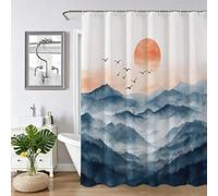 Rideau de Douche 200x250cm, bleu, Rideau de Baignoire en Tissu Imperméable Lavable en Machine avec Ourlet Lesté, avec 12 Crochets pour Salle de Bain Domicile Baignoire Hôtel, Coucher de soleil Z-194