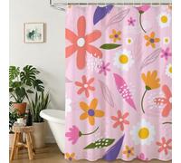 Rideau de Douche 240x180 cm - Tissu Polyester Imperméable Anti-Moisissure - 12 Anneaux Inclus - Ourlet Lesté pour Stabilité - Lavable en Machine - Idéal de Baignoire et Douche - Rose & Fleurs Y1#358